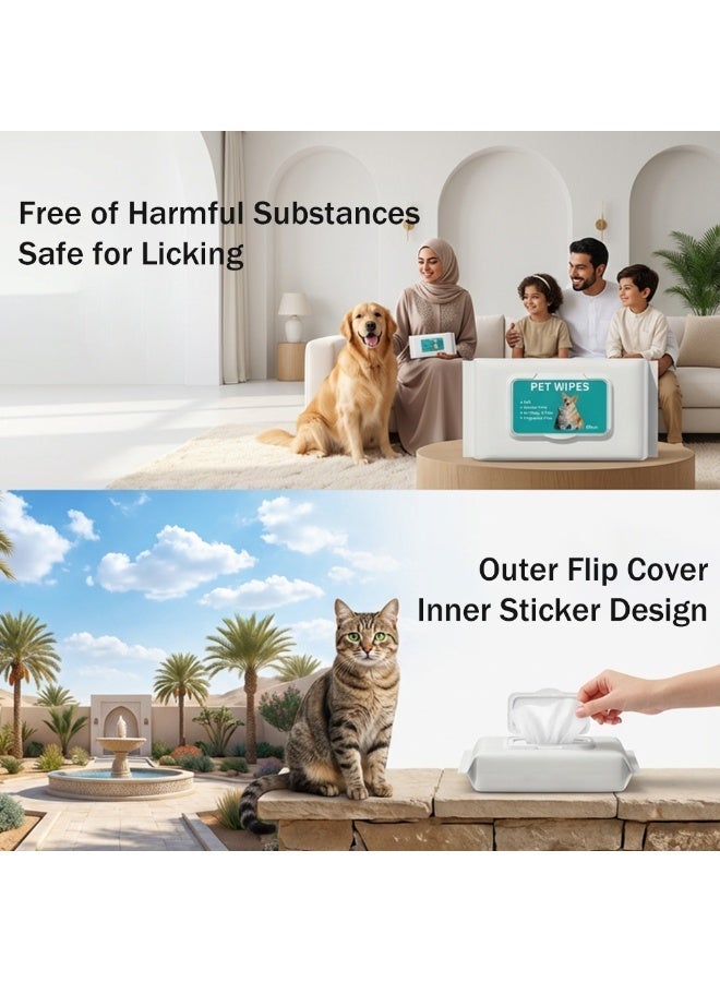 مناديل مبللة للحيوانات الأليفة، خالية من الكحول، خالية من العطور، مضادة للحساسية، لتنظيف وتجميل أقدام الكلاب والقطط ووجوهها (80 منديلًا) - Image 5